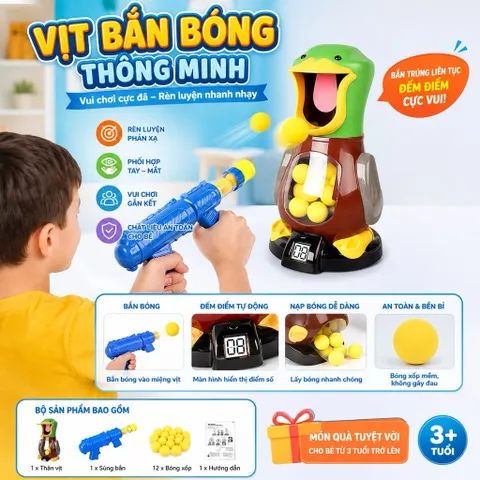 Vịt Bắn Bóng Tính Điểm Tự Động – Đồ Chơi Vận Động Giúp Bé Rèn Phản Xạ