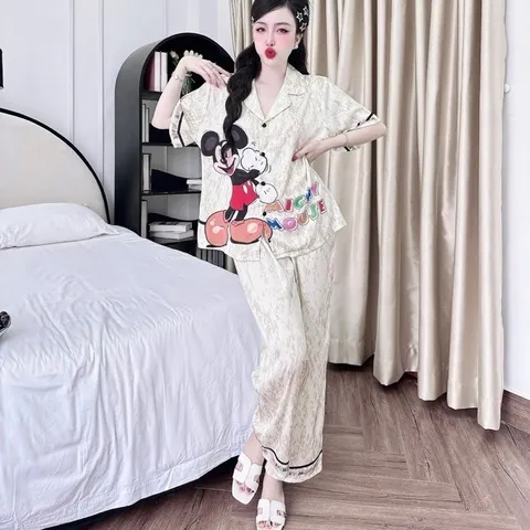 ĐỒ BỘ PIJAMA NỮ LỤA LATINH CAO CẤP – HỌA TIẾT DỄ THƯƠNG
