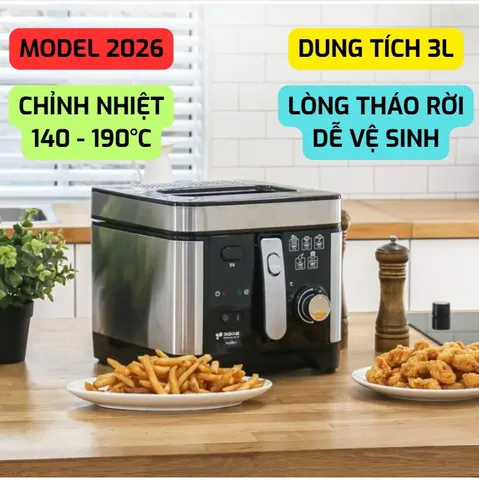 NỒI CHIÊN NGẬP DẦU HÀN QUỐC KITCHENART 3L - LÒNG THÁO RỜI