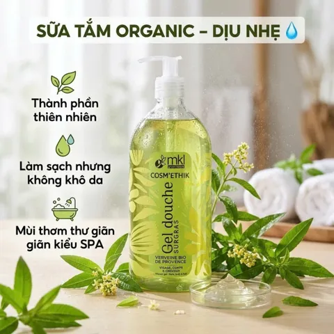 Gel Tắm Hữu Cơ MKL Cosm'Ethik Verveine Bio De Provence