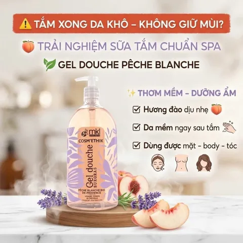Gel Tắm Mùi Đào Trắng MKL Green Nature Cosm'ethik Gel Douche Surgras