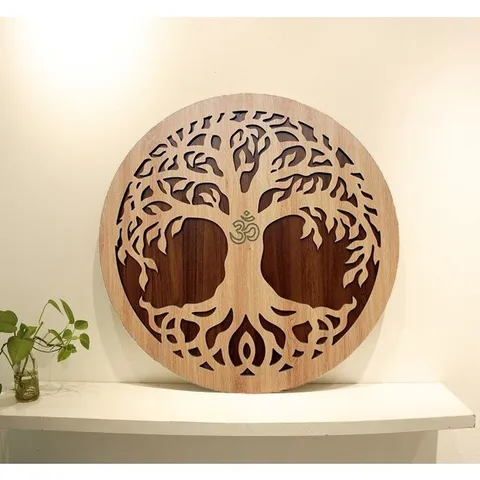 Tranh Gỗ Tròn - Tranh Phòng Tập Yoga - Trang Trí Treo Tường Decor Mọi Không Gian, tranh gỗ madala