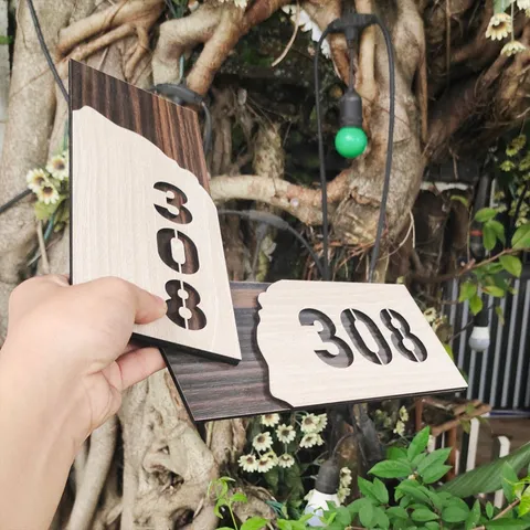 Bảng gỗ số nhà,Bảng số phòng 25x10cm (Nội dung theo yêu cầu)