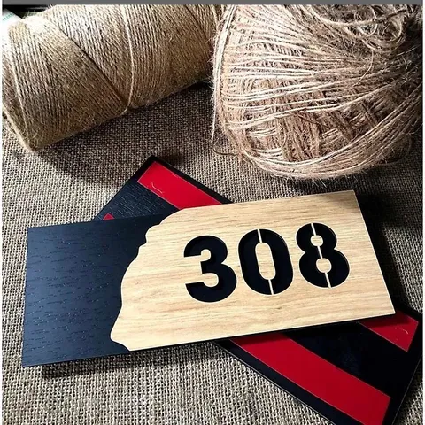 Bảng gỗ số nhà,Bảng số phòng 25x10cm (Nội dung theo yêu cầu)
