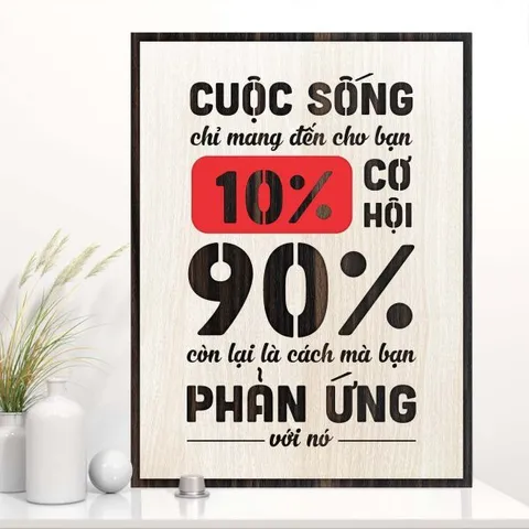 Tranh gỗ 3D cắt lớp – Cuộc sống chỉ mang đến cho bạn 10% cơ hội, 90% còn lại là cách mà bạn phản ứng với nó “Cuộc sống c