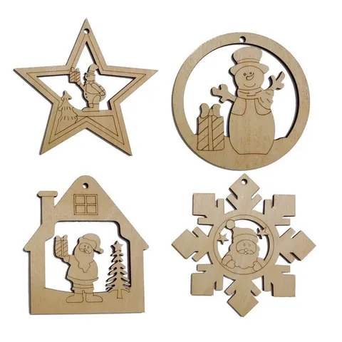 Trang trí Noel bằng gỗ, Set tô màu, decor sáng tạo trang trí Noel, mảnh gỗ tô màu cho bé