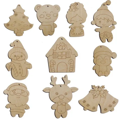 Trang trí Noel bằng gỗ, Set tô màu, decor sáng tạo trang trí Noel, mảnh gỗ tô màu cho bé