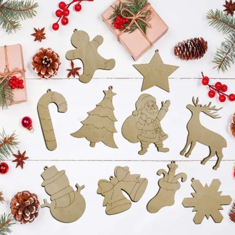 Trang trí Noel bằng gỗ, Set tô màu, decor sáng tạo trang trí Noel, mảnh gỗ tô màu cho bé