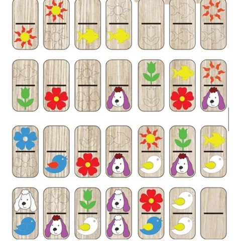Bộ cờ Dominoes 28 quân gỗ | Domino tô màu