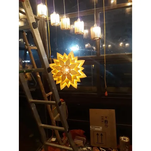 Đèn gỗ hoa sen DIY- Đèn thả trần trang trí Decor nội thất, nhà hàng, cửa hàng, quán Cafe, resort