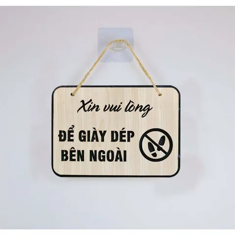Biển bảng gỗ decor xin vui lòng gõ cửa - bảng gỗ trang trí gia đình