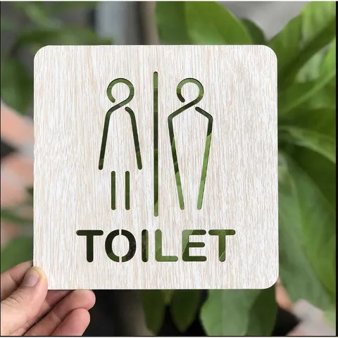 Bảng Gỗ AKZ Toilet - WC Nam Nữ - Resroom, bảng gỗ treo, chỉ hướng nhà vệ sinh AKZTL14