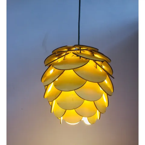 Đèn Gỗ trang trí - Đèn gỗ dáng quả thông
