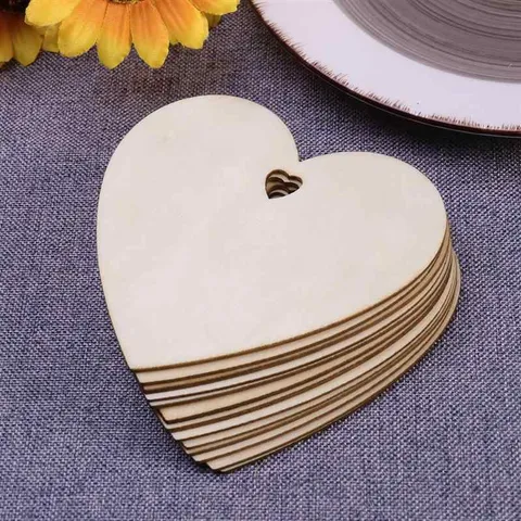 Miếng decor trang trí DIY Trái tim gỗ, hình tròn gỗ, ngôi sao gỗ 10cm