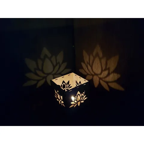 Hộp đèn gỗ bông sen