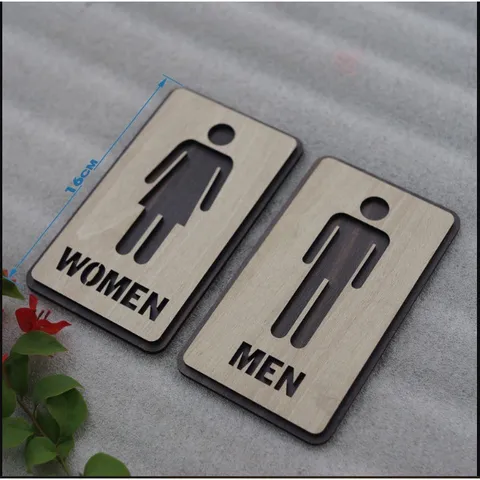 Bảng Gỗ AKZ Toilet - WC Nam Nữ - Resroom, bảng gỗ treo, chỉ hướng nhà vệ sinh AKZTL15