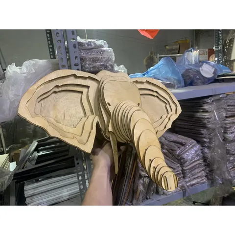 Mô hình đầu voi 3D - trang trí phong thủy