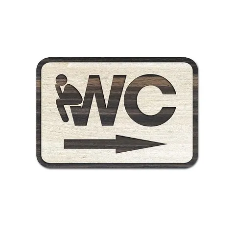 Bảng WC Gỗ mũi tên chỉ hướng nhà vệ sinh AKZTL03