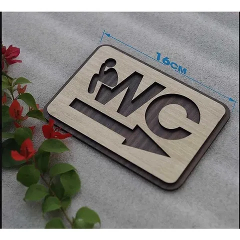 Bảng WC Gỗ mũi tên chỉ hướng nhà vệ sinh AKZTL03