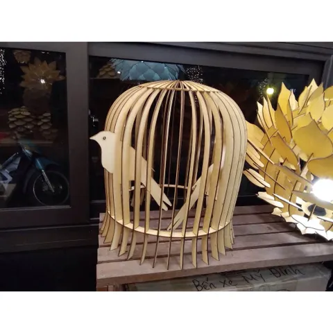 Đèn gỗ lồng chim