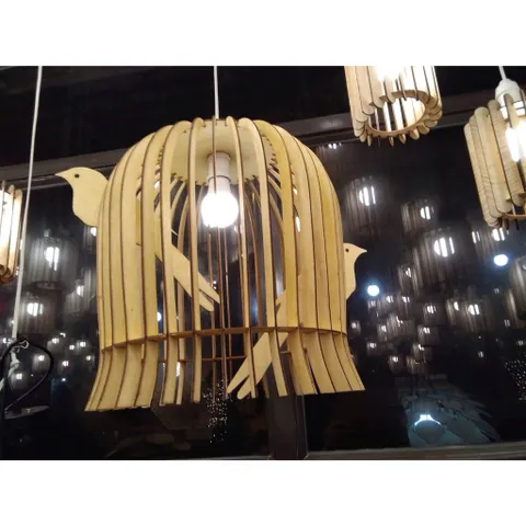 Đèn gỗ lồng chim