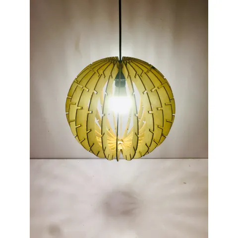 Đèn gỗ  hình cầu dáng gai