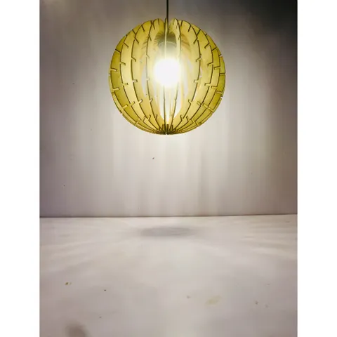 Đèn gỗ  hình cầu dáng gai