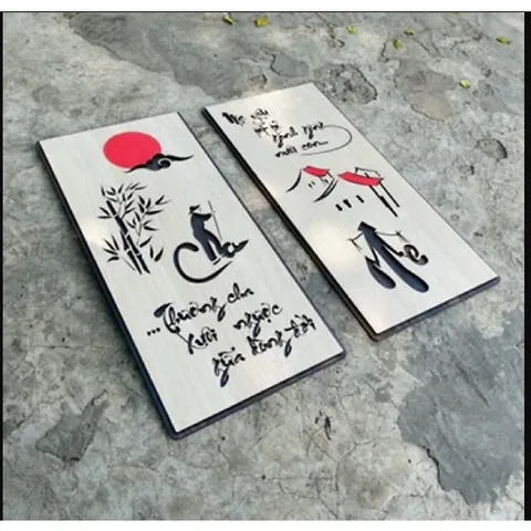 Tranh gỗ treo tường_Thương cha xuôi ngược giữa dòng đời Mẹ yêu tất cả gánh gồng nuôi con