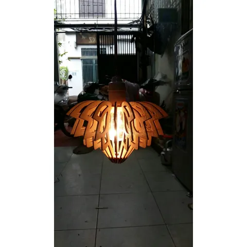 đèn gỗ bông sen24