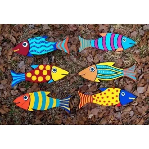 Set 100con cá gỗ tô màu, các hình tô màu cho bé