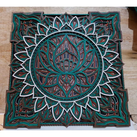 tranh gỗ mandala bông sen
