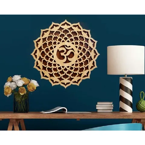 Tranh Gỗ Decor Hoa Mandala Chữ Om Treo Tường Phòng Thiền , Yoga 40cm