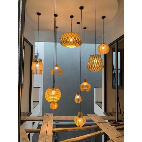Đèn Gỗ DIY 095 thả trần kiểu dáng đặc biệt