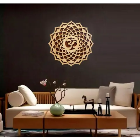 Tranh Gỗ Decor Hoa Mandala Chữ Om Treo Tường Phòng Thiền , Yoga 40cm