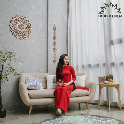 Tranh Gỗ Decor Hoa Mandala Chữ Om Treo Tường Phòng Thiền , Yoga 40cm