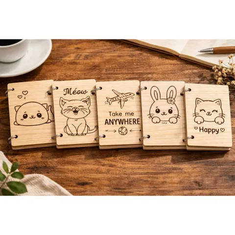 Sổ Tay cute bìa gỗ cao cấp ,quà tặng lưu niệm