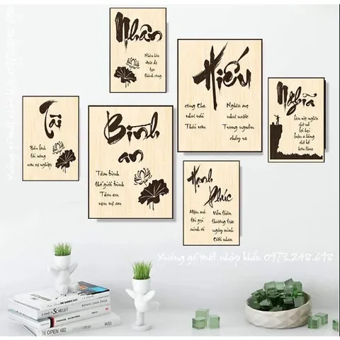 Tranh Trep Tường Chữ Hiếu Thư Pháp Quà Tặng Ông Bà , Cha Mẹ , Người Thân.