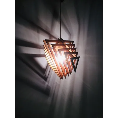 Đèn thả trần kiểu dáng đặc biệt Gỗ DIY 102, đèn gỗ tam giác, đèn gỗ trang trí