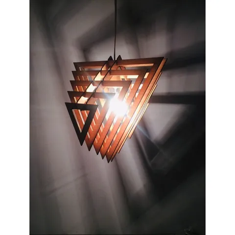 Đèn thả trần kiểu dáng đặc biệt Gỗ DIY 102, đèn gỗ tam giác, đèn gỗ trang trí