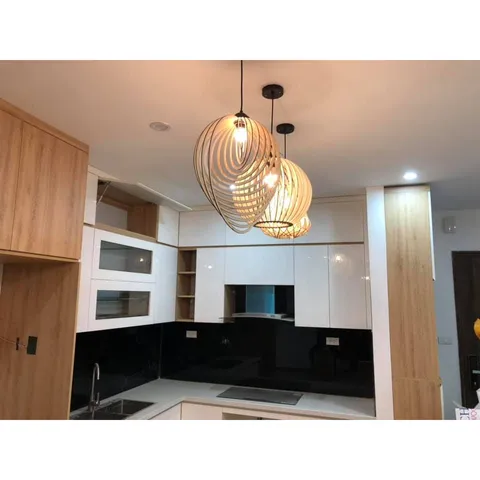 Đèn gỗ tròn xoắn 0458