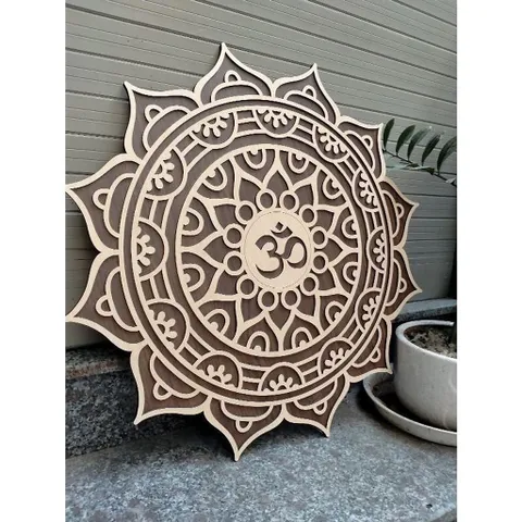 Tranh Gỗ Mandala Chữ Om Treo tường điêu khắc Hoa Mandala chữ Om decor trang trí phòng yoga nhà cửa quán cafe homestay