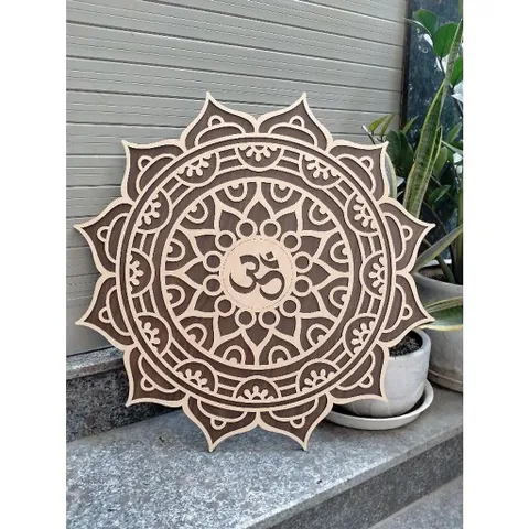 Tranh Gỗ Mandala Chữ Om Treo tường điêu khắc Hoa Mandala chữ Om decor trang trí phòng yoga nhà cửa quán cafe homestay