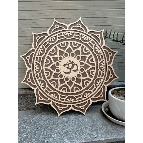 Tranh Gỗ Mandala Chữ Om Treo tường điêu khắc Hoa Mandala chữ Om decor trang trí phòng yoga nhà cửa quán cafe homestay