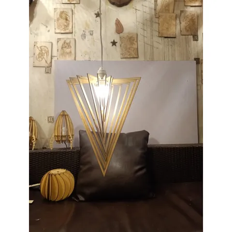 Đèn trang trí nội thất ,cửa hàng Gỗ DIY 143, đèn gỗ xoắn tam giác, đèn gỗ tam giác, đèn gỗ xoáy