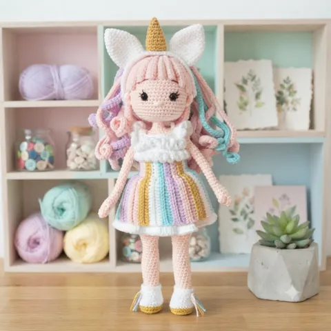 Móc Len Thủ Công Cô Bé Kỳ Lân Cổ Tích Sofia Đáng Yêu - Quà Tặng Cho Bé | Đồ Chơi Handmade Amigurumi