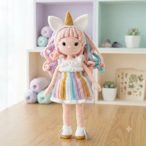 Móc Len Thủ Công Cô Bé Kỳ Lân Cổ Tích Sofia Đáng Yêu - Quà Tặng Cho Bé | Đồ Chơi Handmade Amigurumi