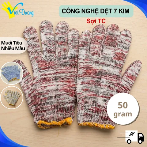 10 Đôi Găng Tay Muối Tiêu Len Việt Dương Dày Dặn Bảo Hộ Lao Động Và Bốc Xếp - GD7KIM