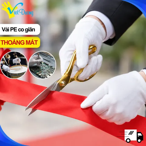 Găng Tay Vải Trắng Thoáng Khí Co Giãn Cho Nghi Thức, Làm Vườn, Sữa Chữa Linh Kiện - GVPE