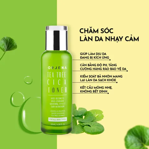 Nước Hoa Hồng Orjena 120ML - Chiết Xuất Tràm Trà và Rau Má Giúp Dịu Da, Chống Oxy Hóa, Dành Cho Mọi Loại Da