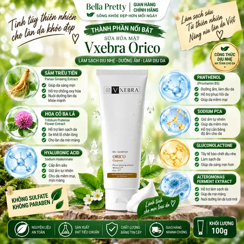 Sữa Rửa Mặt Vxebra Orico Cleanser – Làm Sạch Dịu Nhẹ, Dưỡng Ẩm, Sâm Triều Tiên, Hyaluronic Acid, Không Sulfate